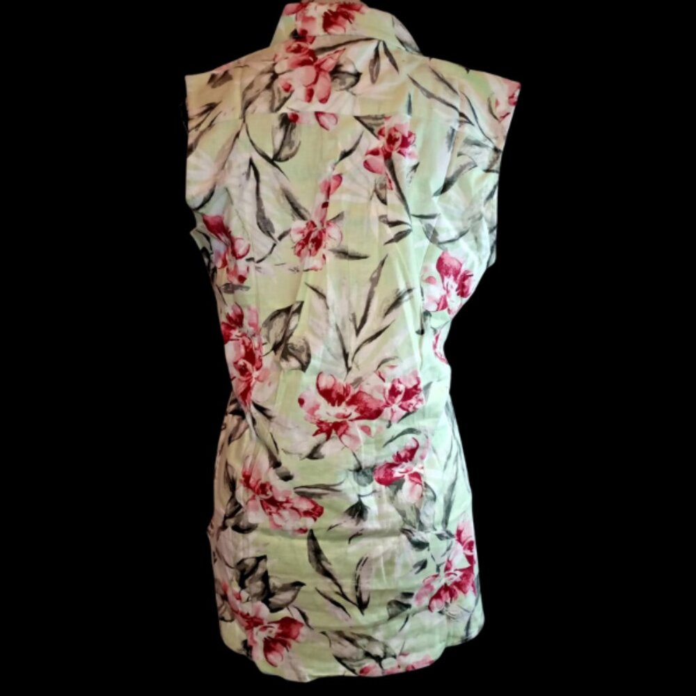 NWT Nicole Miller Sleeveless Small Blouse Multicolor Floral Linen Blend Top - Picture 2 of 9